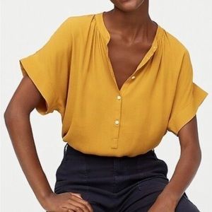 Madewell Central Drapey Popover Shirt Yellow Tungsten Glow Size S